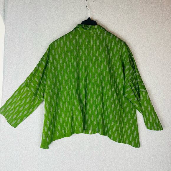 M Square by Neetu Malik Womans Sz 3 Blouse Green Top Art Lagenlook Cotton - Picture 8 of 11
